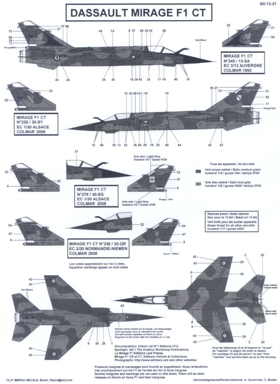 Berna Decals 1 72 Dassault Mirage F1 Ct French Jet Fighter 