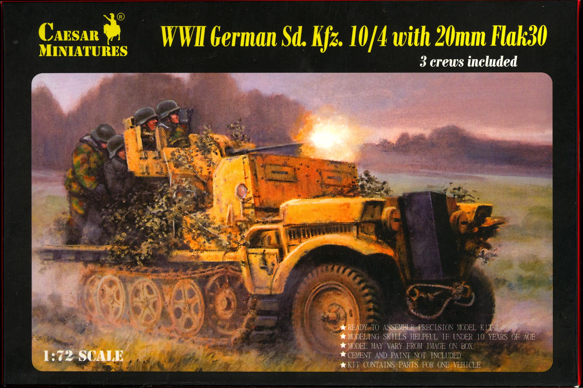 Caesar Miniatures 1/72 GERMAN Sd.Kfz. 10/4 HALF TRACK with 20mm FLAK 30