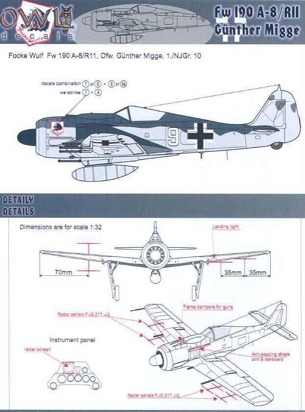 Owl Decals 1 32 Focke Wulf Fw 190a 8 Gunther Migge