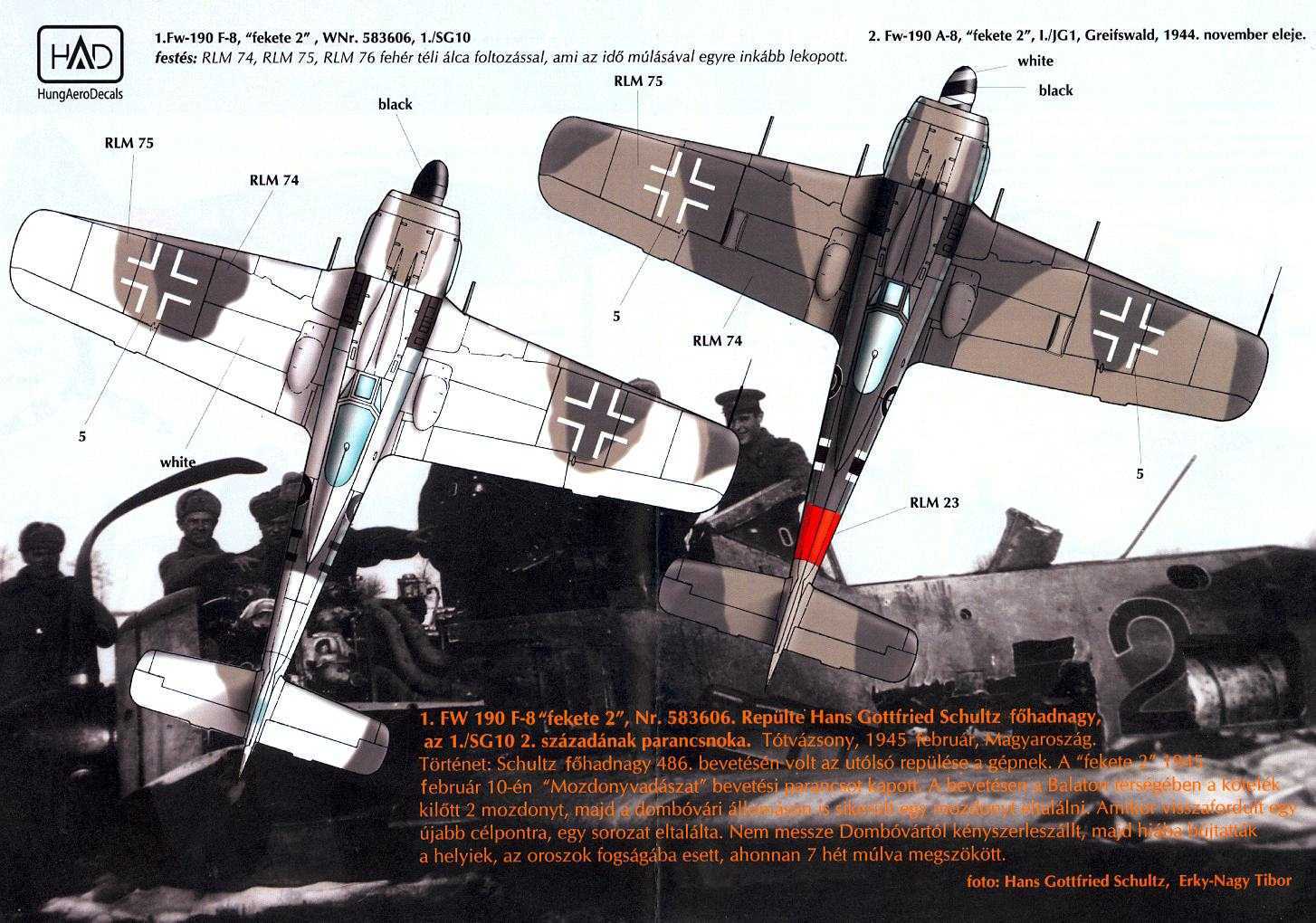 Hungarian Aero Decals 1 72 Focke Wulf Fw 190f 8 Fw 190a 8 Black 2