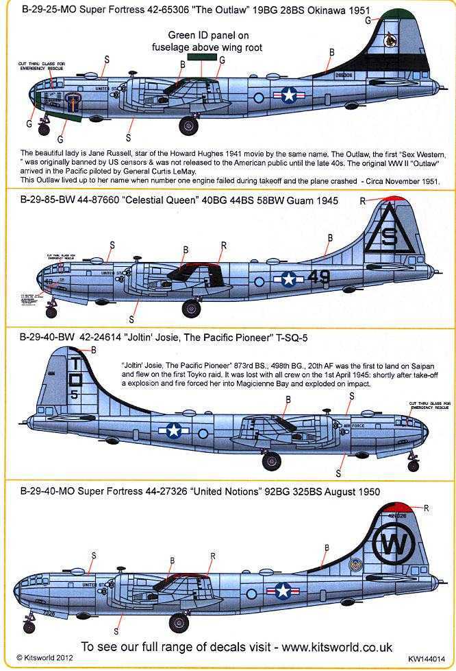 Kits World Decals 1 144 Boeing B 29 Superfortress Bomber Nose Art Part 3