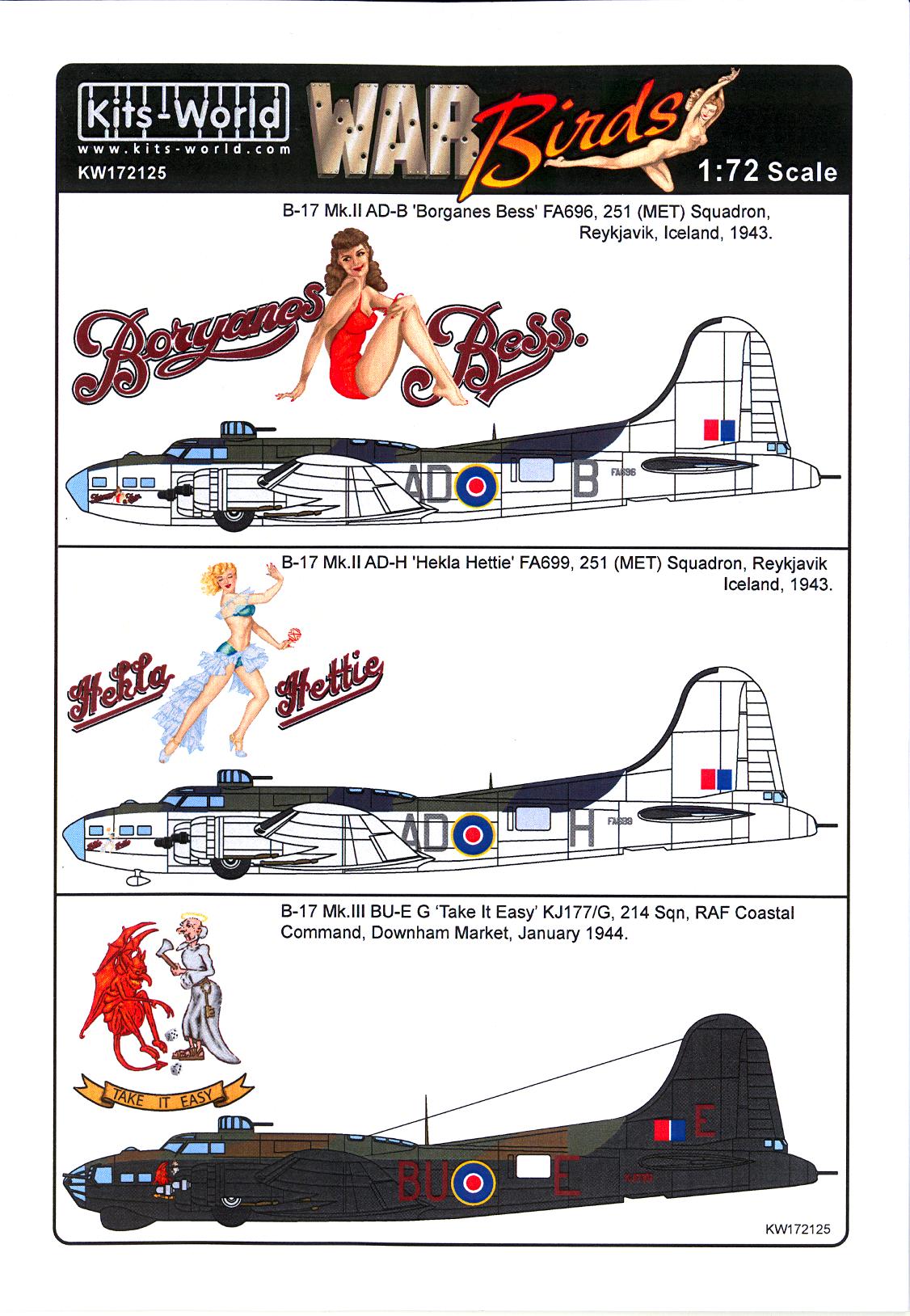 Kits World Decals 1/72 BOEING B17 FLYING FORTRESS R.A.F. Coastal Command eBay
