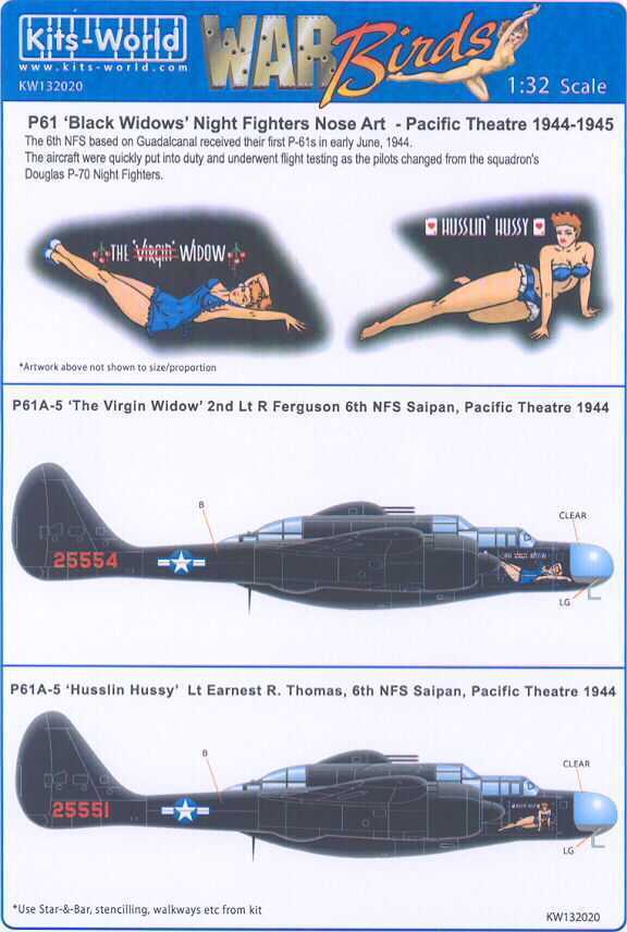 Kits World Decals 1 32 P-61 Black Widow Night Fighter 