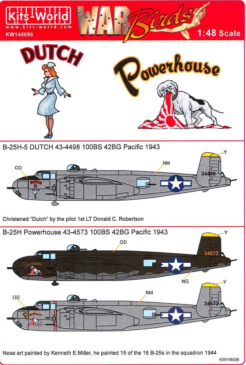 Kits World Decals 1/48 B25H MITCHELL Bomber Dutch & Powerhouse eBay