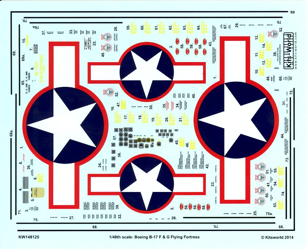 Kits World Decals 1/48 B17G FLYING FORTRESS Red Stars & Bars with Stencils eBay
