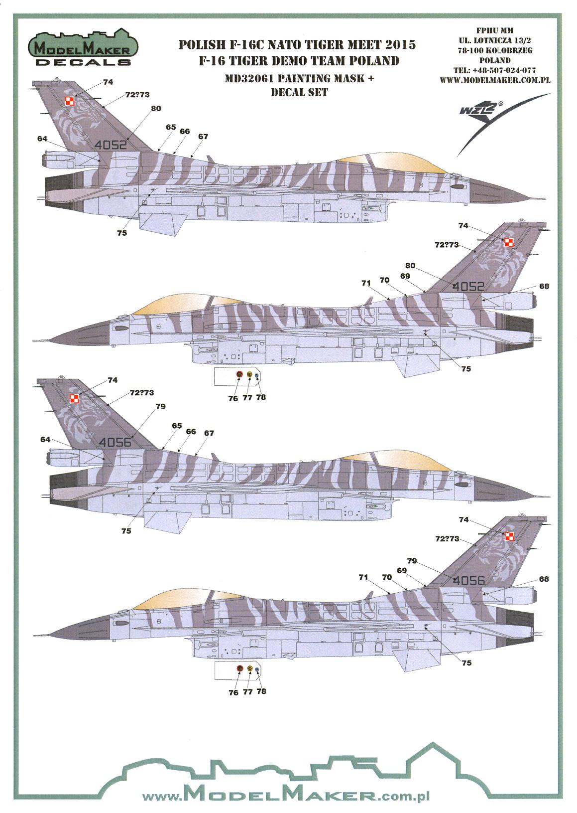 Model Maker Decals 1 32 F-16c Falcon Nato Tiger Meet 2015 Polish Air 