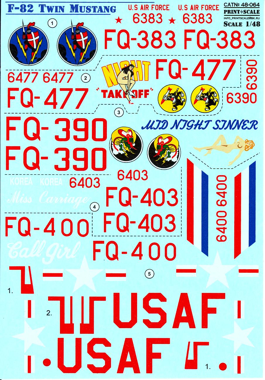 Print Scale Decals 1/48 NORTH AMERICAN F-82 TWIN MUSTANG | eBay