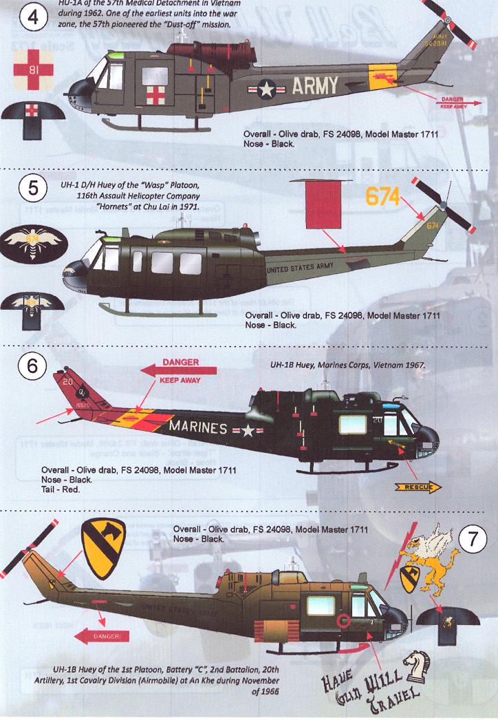 Print Scale Decals 1/72 BELL UH1 HUEY Helicopter eBay