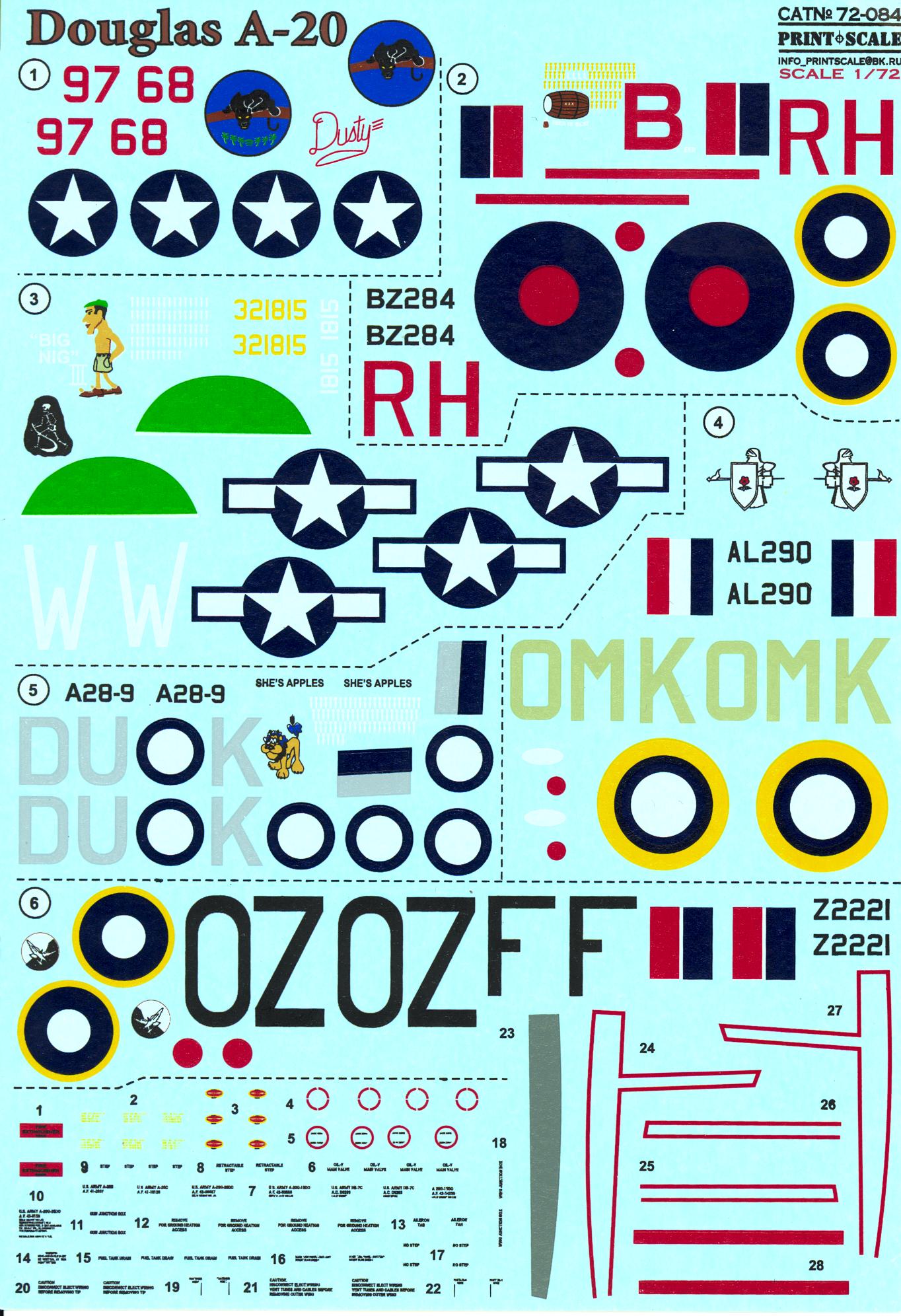 Print Scale Decals 1 72 Douglas A-20 Havoc Medium Bomber 