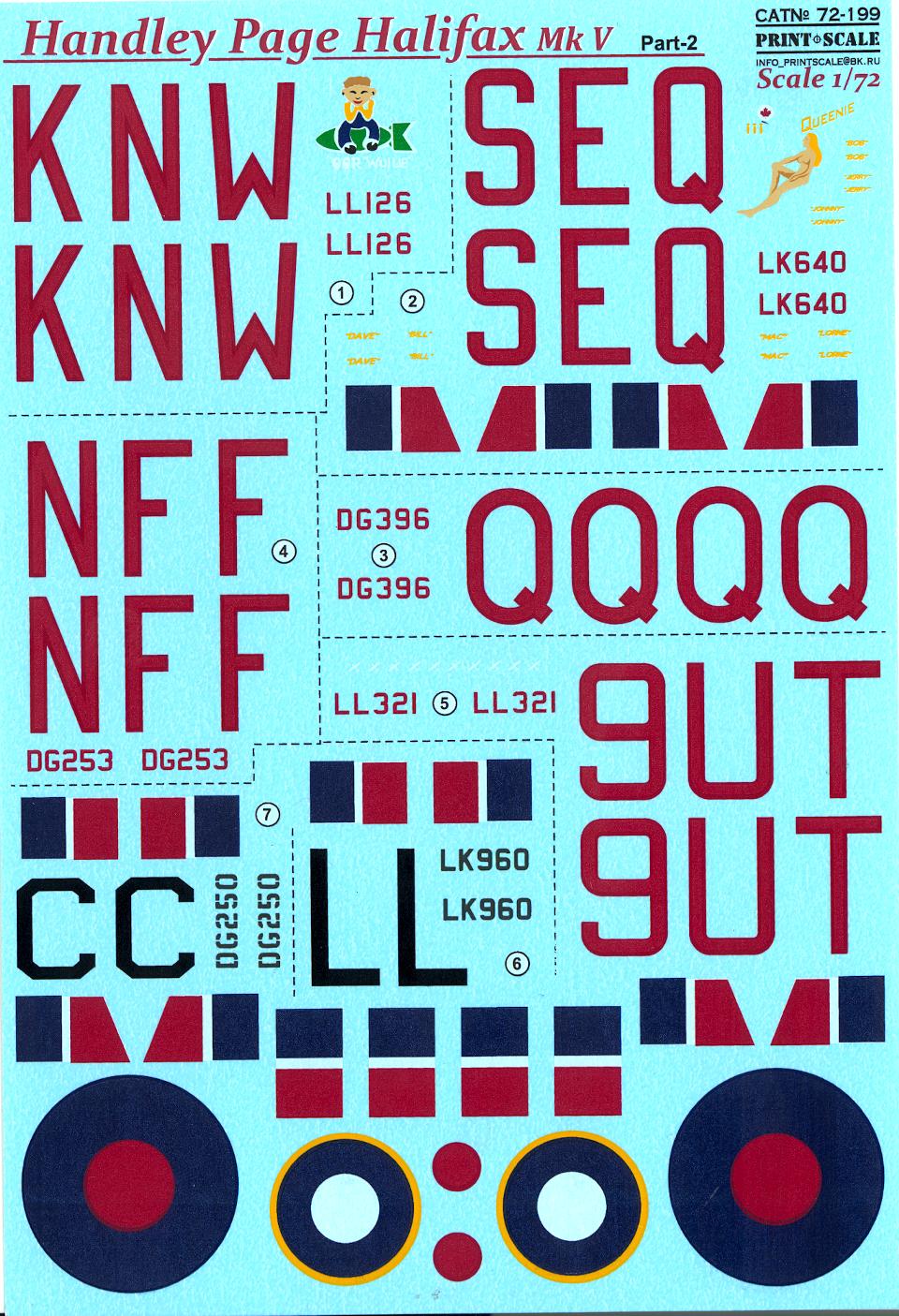 Print Scale Decals 1/72 HANDLEY PAGE HALIFAX British Medium Bomber Part