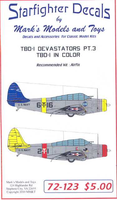 Starfighter Decals 1/72 DOUGLAS TBD-1 DEVASTATOR IN COLOR Pre-War ...