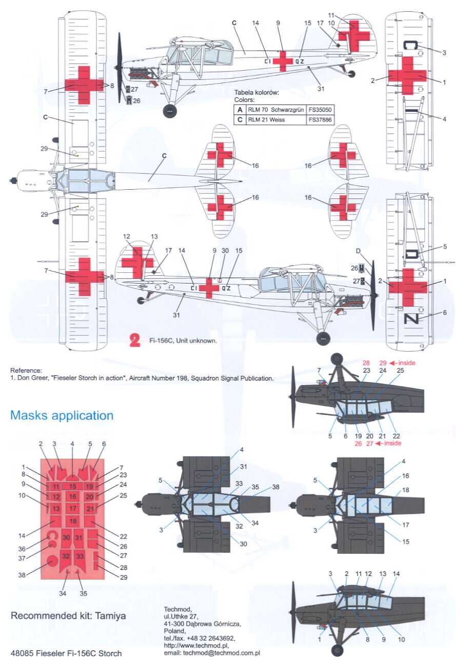 Techmod Decals 1 48 FIESELER Fi 156 STORCH W Mask EBay