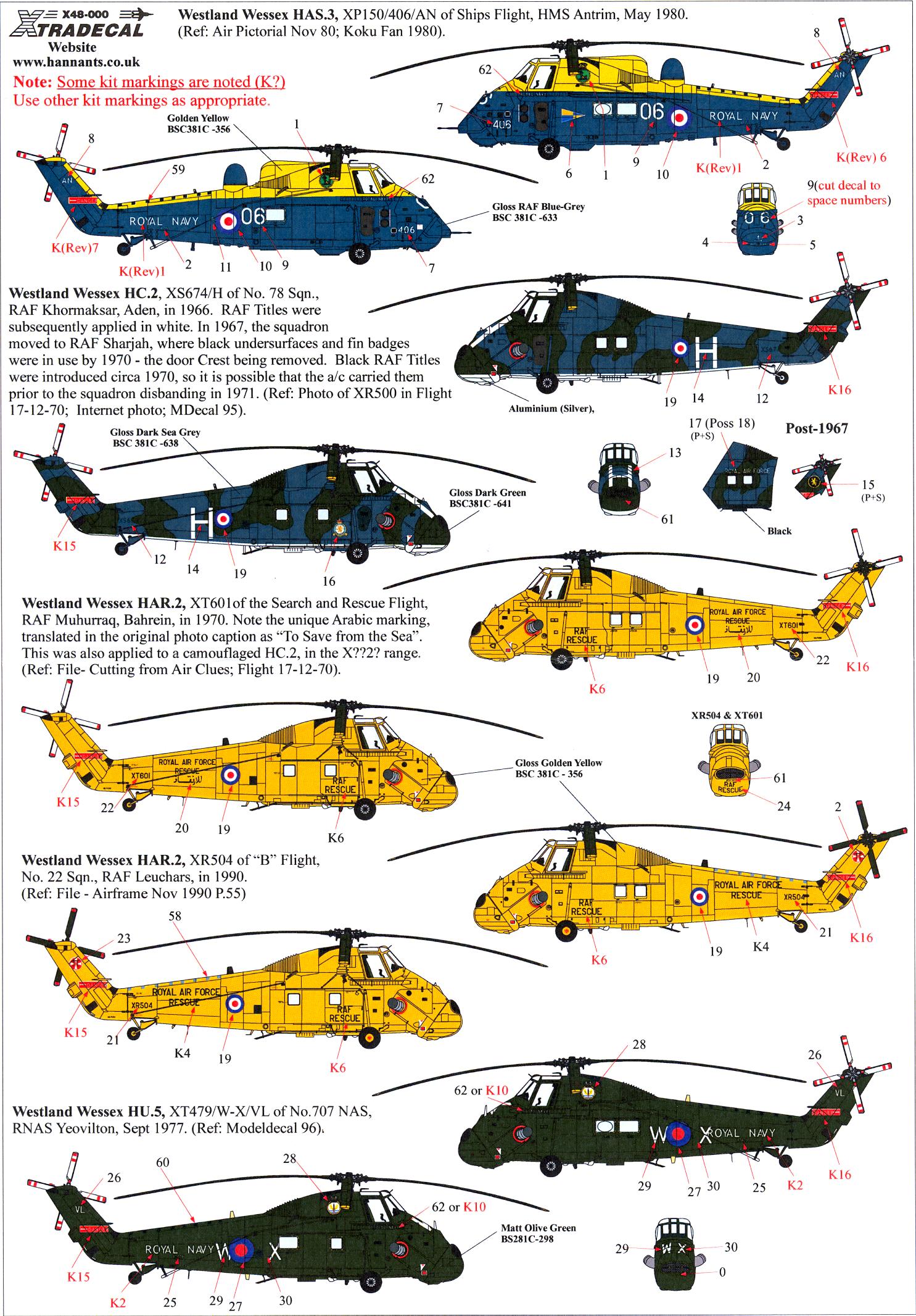 Xtra Decals 1/48 WESTLAND WESSEX British Helicopter