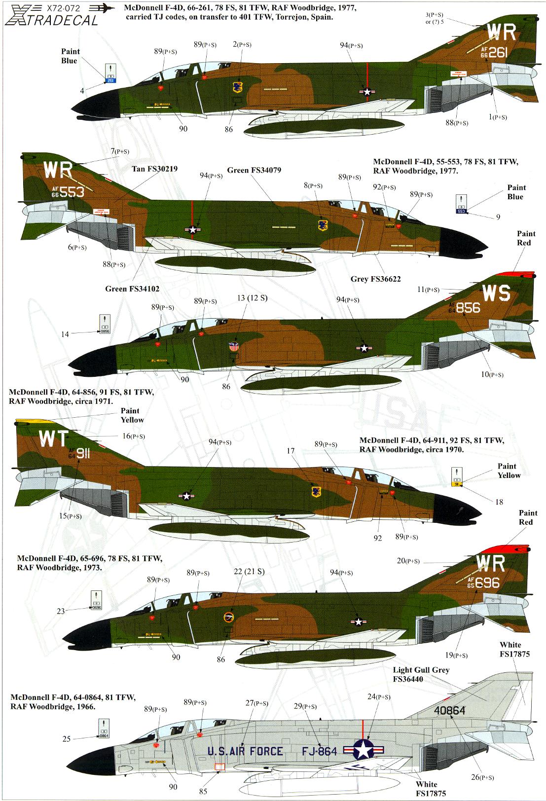 Xtra Decals 1/72 U.S.A.F.E. F4D & RF4C PHANTOMS in England eBay