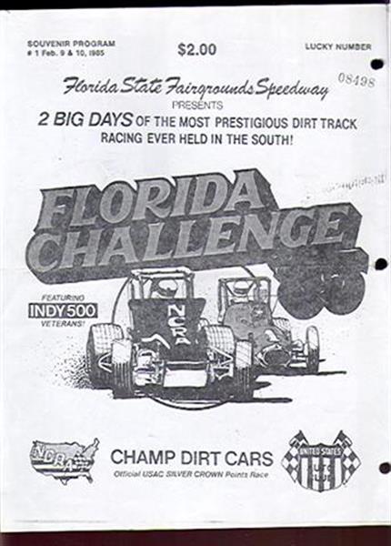 Florida Auto Racing on 1985 Florida Challenge Champ Dirt Cars Racing Program Feb 8 9 Ex  Sku