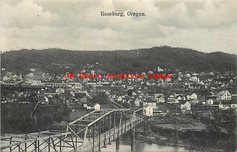 OR, Roseburg, Oregon, City Scene, Aerial View,1908 PM,Portland Post Card No 2028 eBay