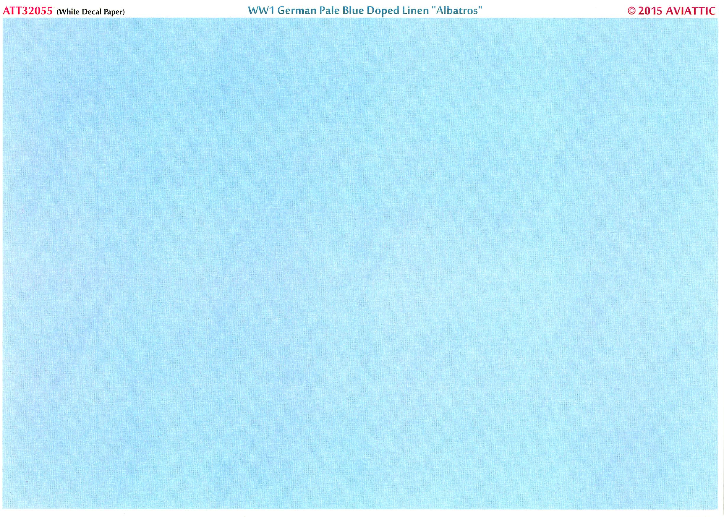Aviattic Decals 1//32 PALE BLUE DOPED LINEN WWI Albatros Aircraft White Paper
