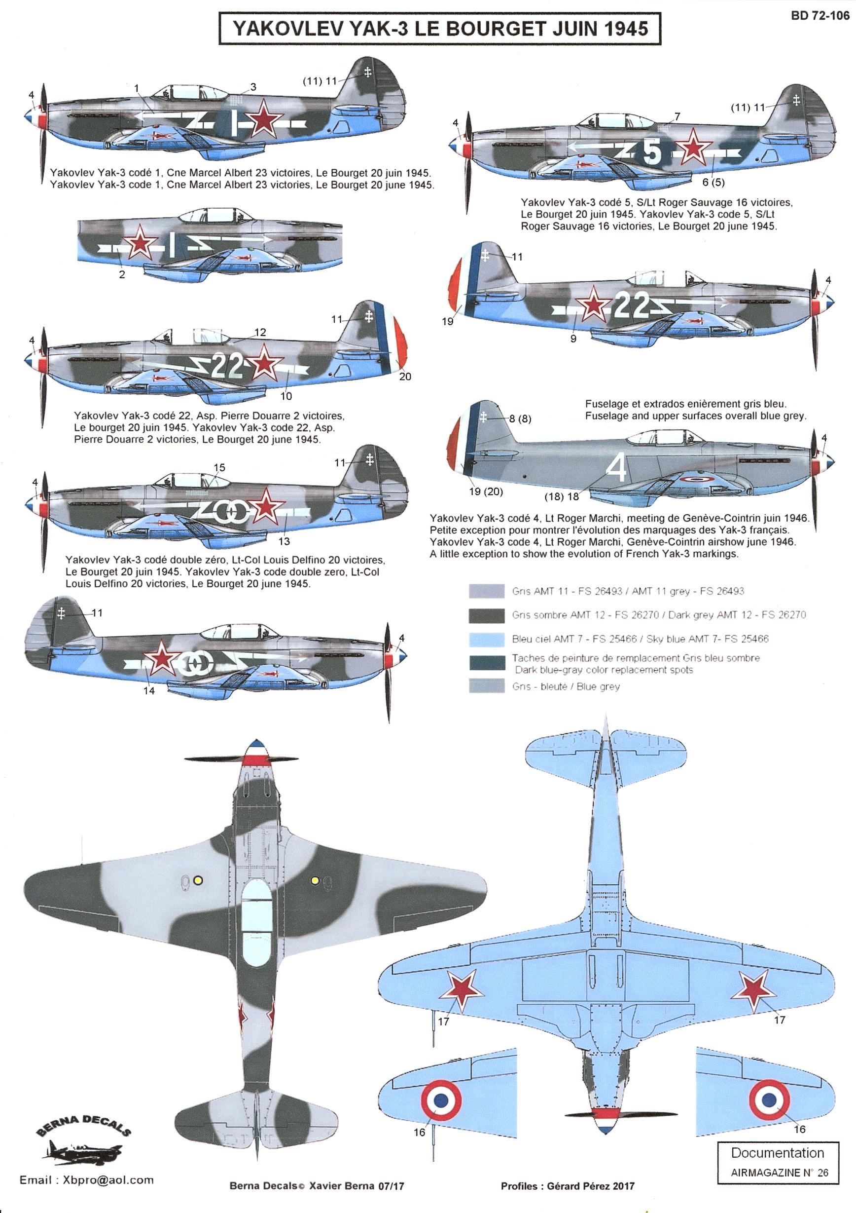 Berna Decals 1/32 YAKOVLEV Yak-3 Le Bourget June 1945
