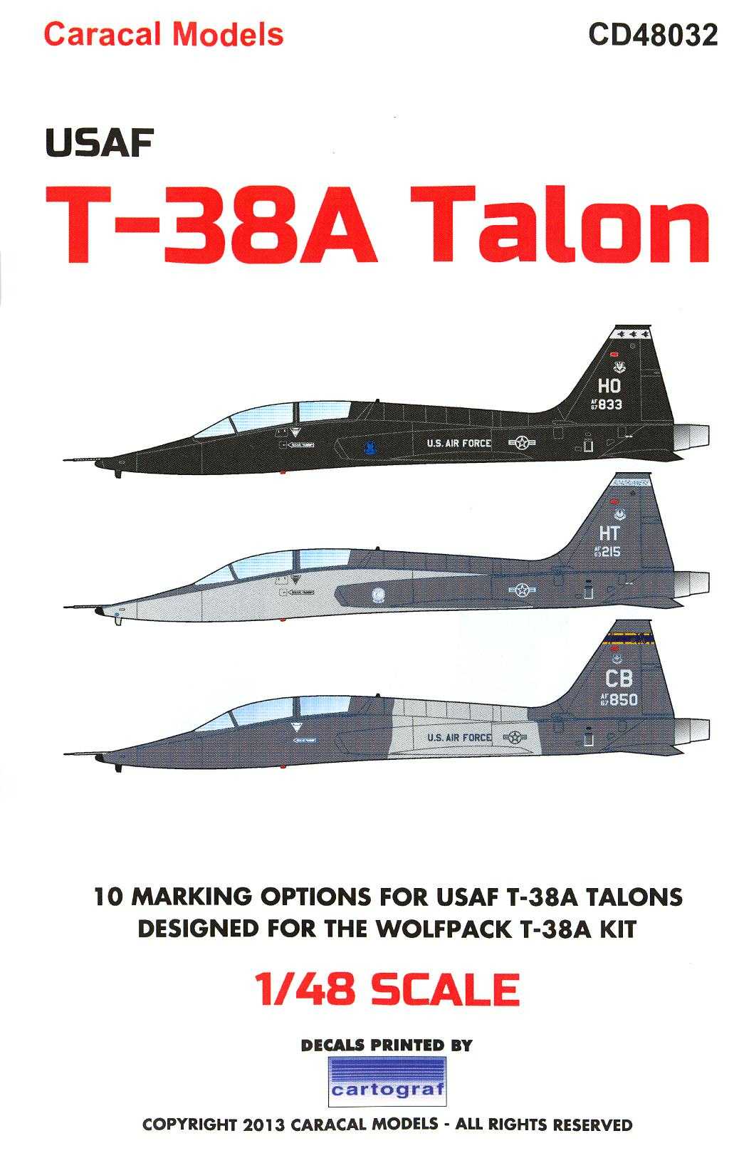 1/48 Furball T-38A "White Knights" decals for the Wolfpack Kit