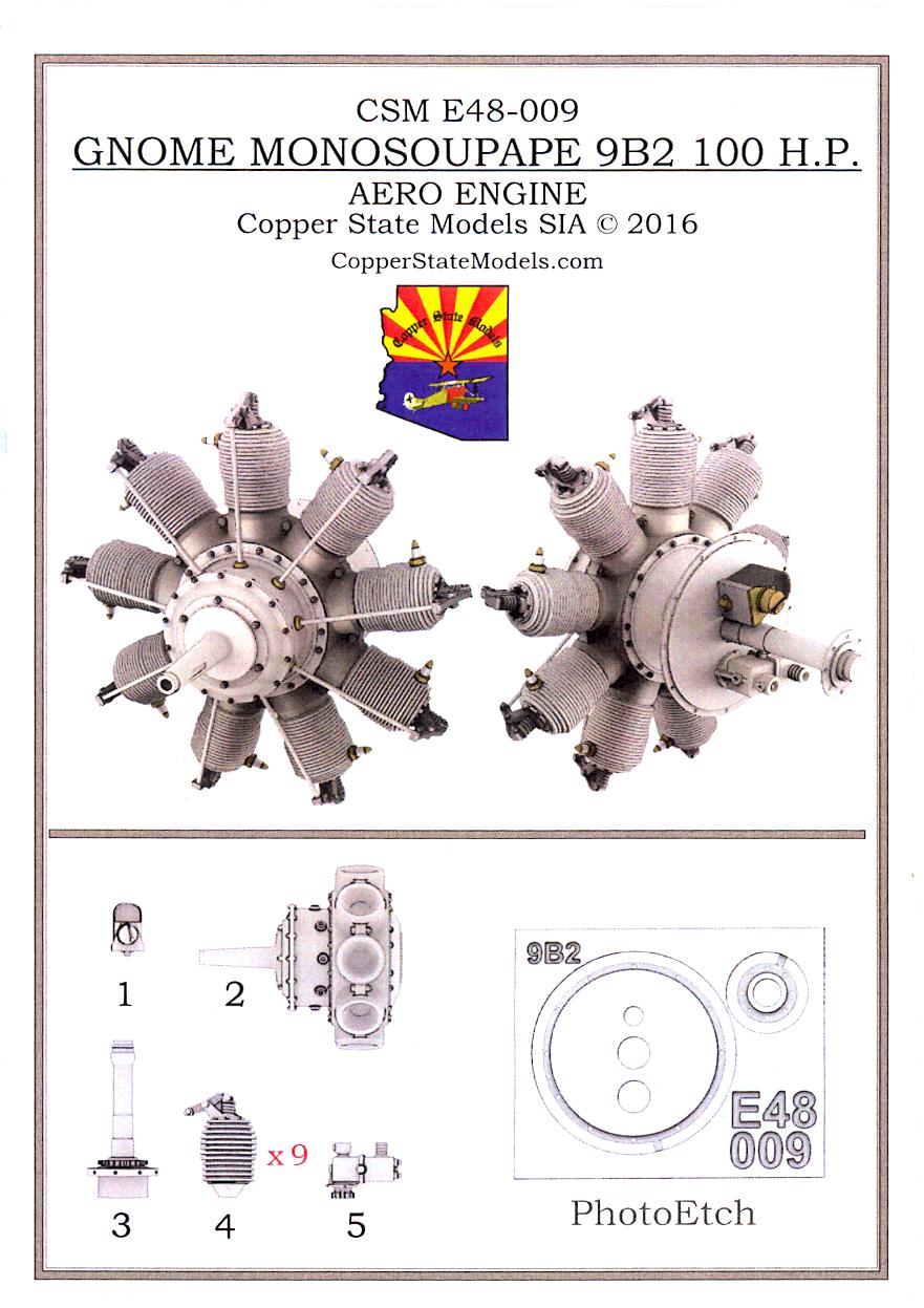 Copper State Models 1/48 SALMSON M-9Ac ENGINE Resin & Photo Etch Kit 