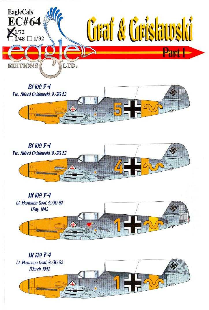 EagleCals Decals 1/48 MESSERSCHMITT Bf-109 GRAF & GRISLAWSKI Hermann Graf #3