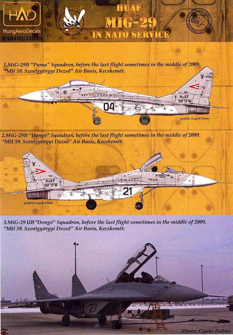 Hungarian Aero Decals 1/32 MIKOYAN MiG-29B & MiG-29UB Fighter