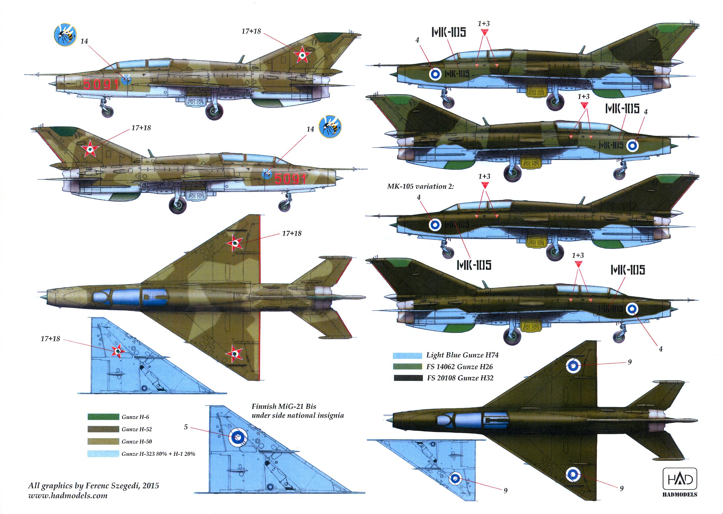 Hungarian Aero Decals 1/48 MIKOYAN MiG-21MF Jet Fighter 