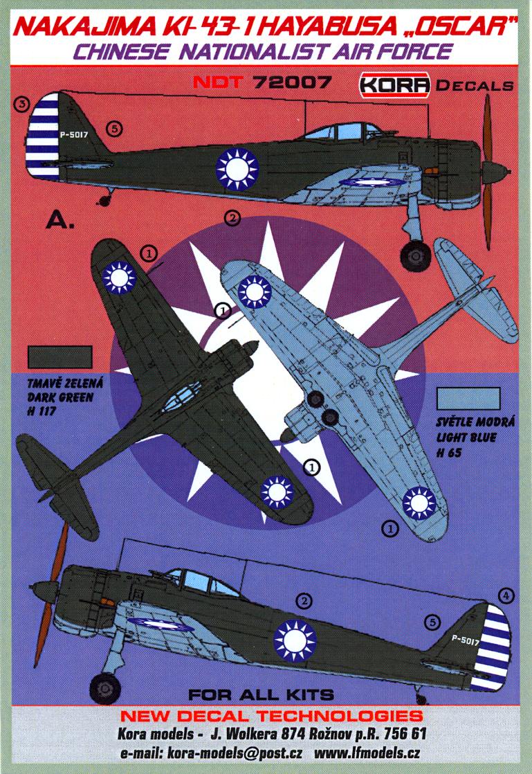 KORA Decals 1/72 NAKAJIMA Ki-43-1 HAYABUSA 
