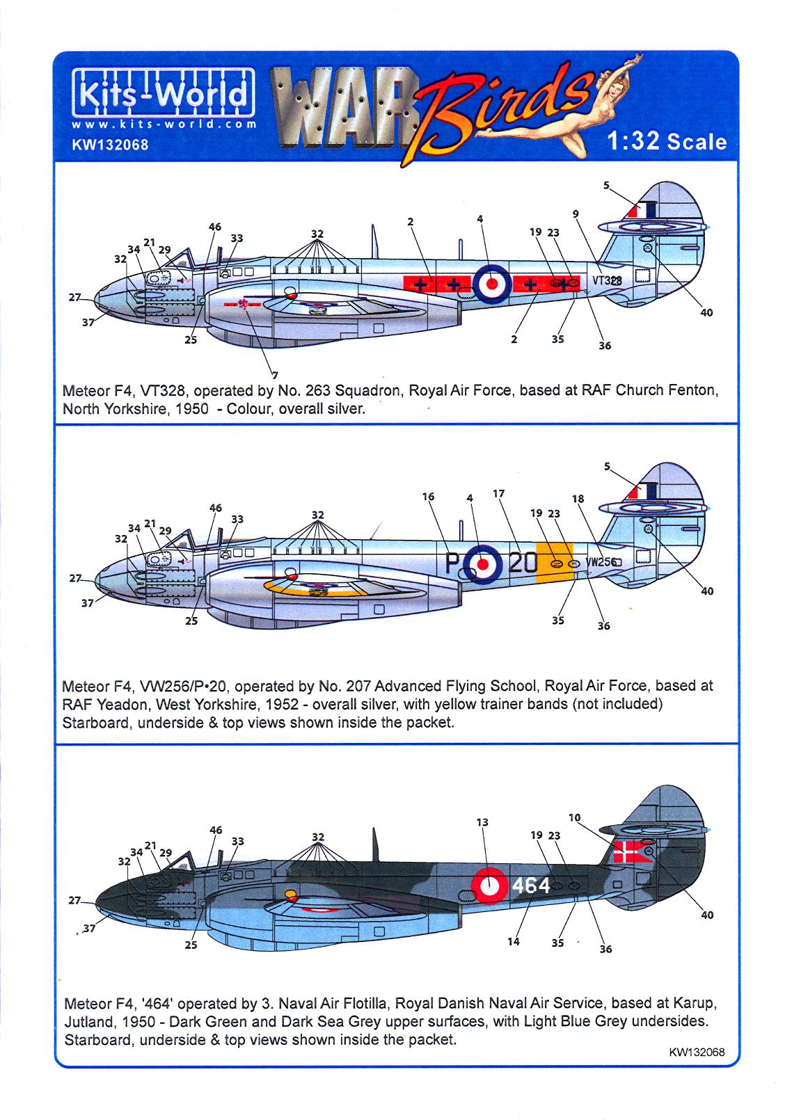 KITS-WORLD 1//32 Gloster Meteor F.4 # 32068