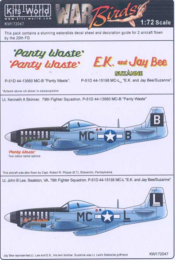 Kits World Decals 1/72 P-51D MUSTANG 20th Fighter Group June Nite & Go Buggy
