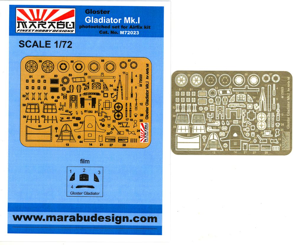 I Photo Etch Update Set Marabu 1//72 Gloster Gladiator Mk
