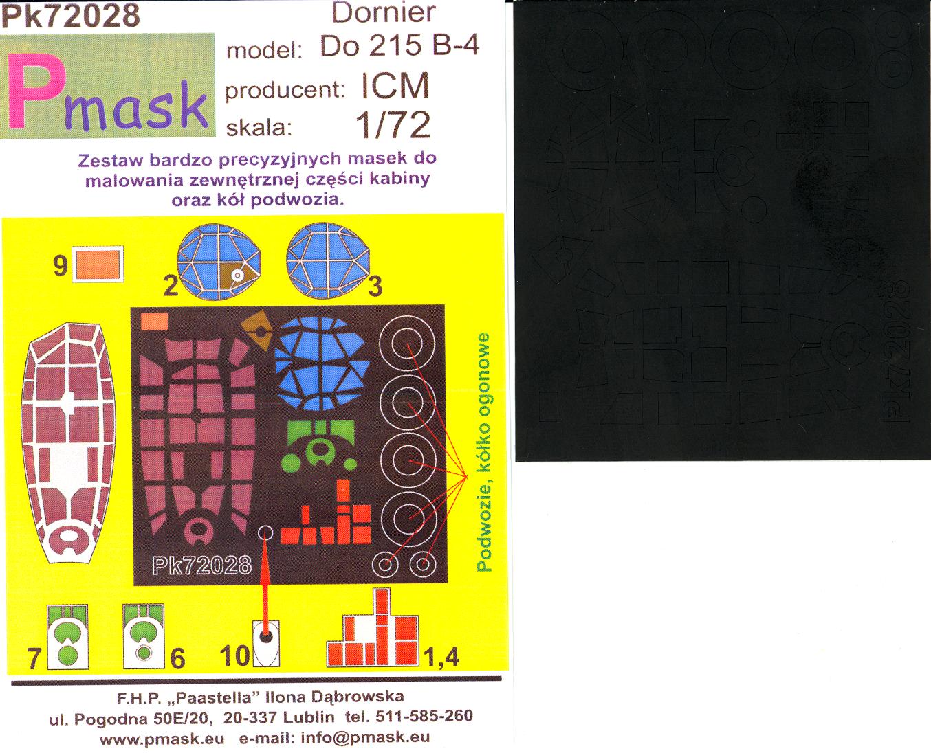 Model Maker 1/72 DORNIER Do-17z-10 Kabuki Tape Paint Mask Set for ICM Kit 