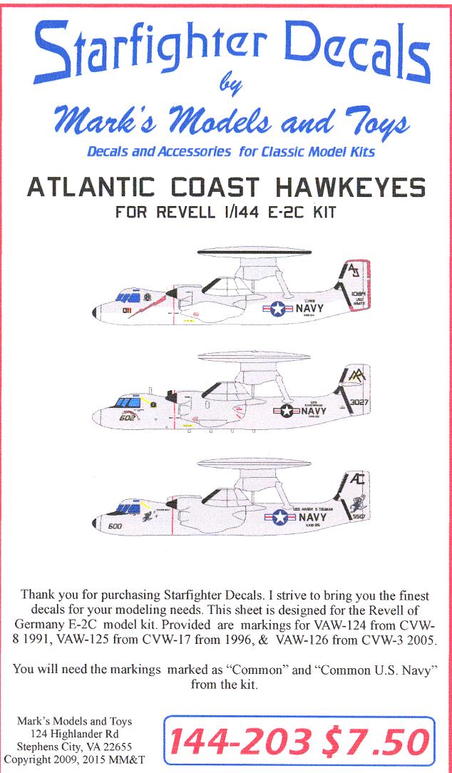 Starfighter Decals 1//350 GRUMMAN E-2C HAWKEYE VAW-112 1979-1980