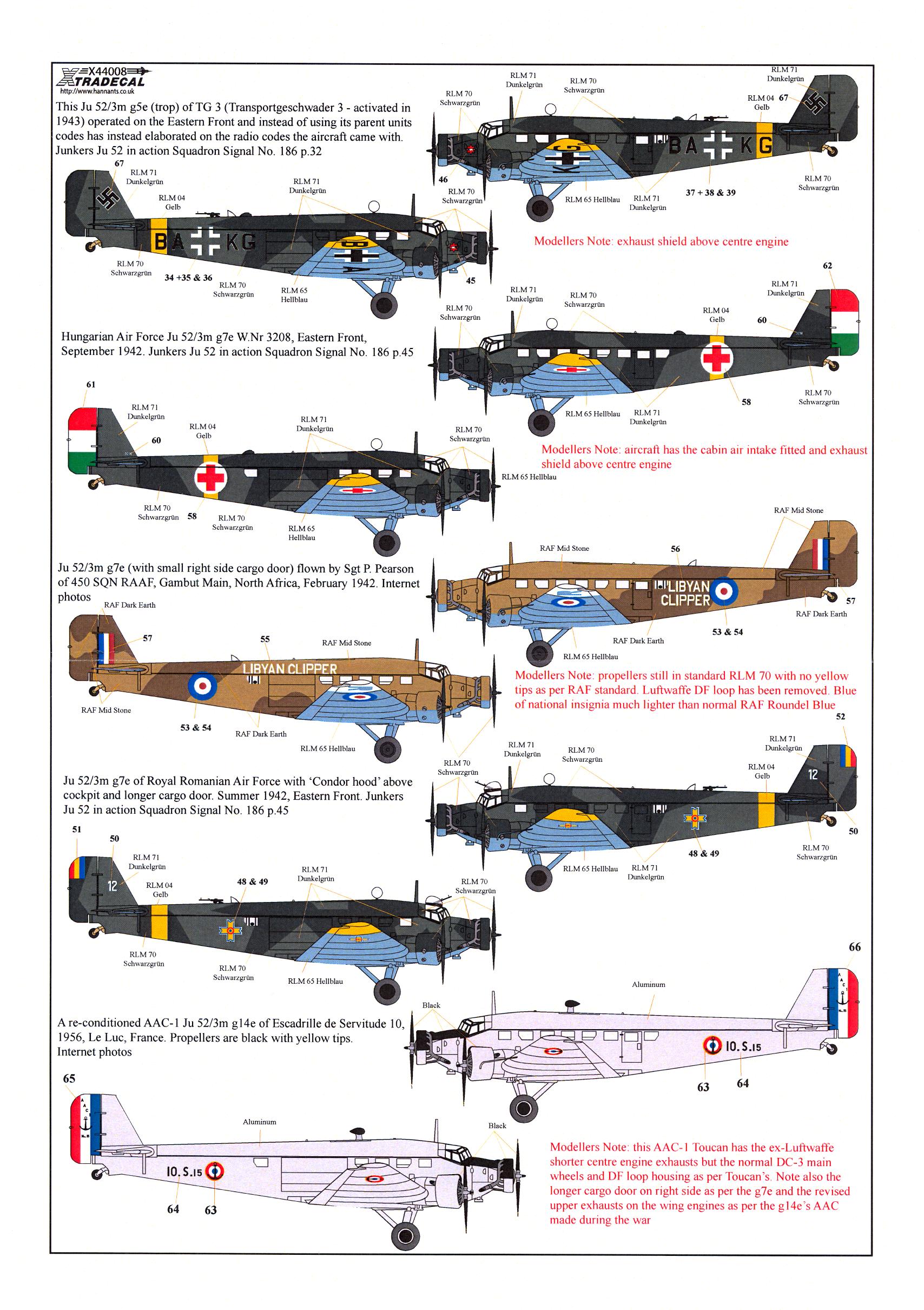 Xtra Decals 1/144 JUNKERS Ju-52/3m Transport