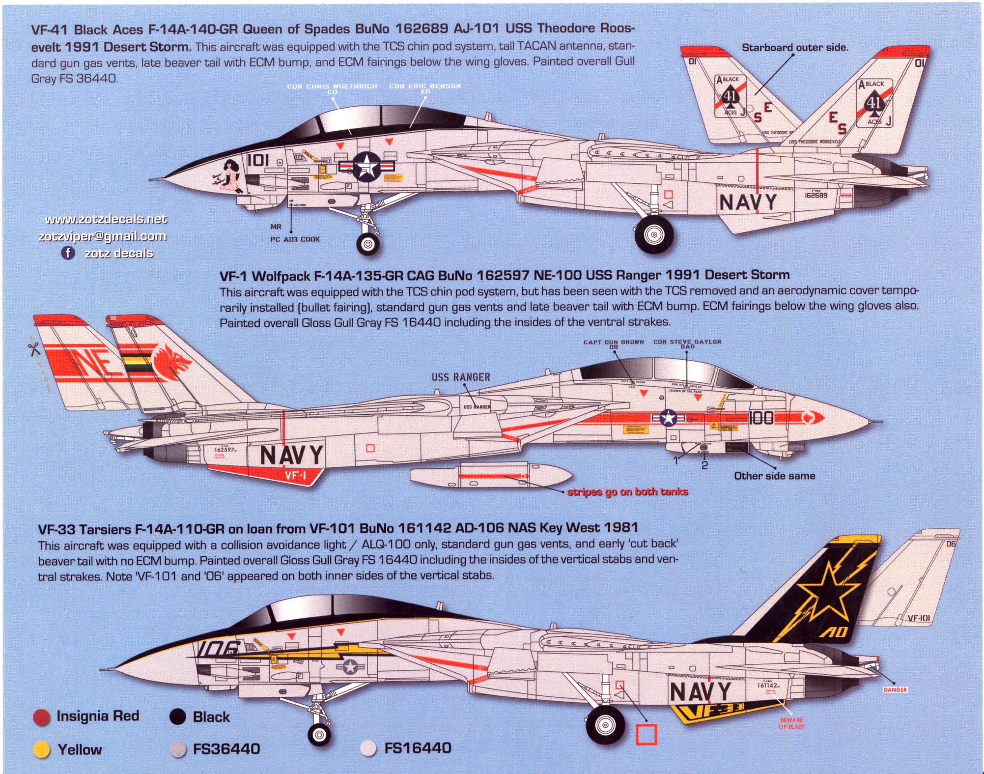 Zotz Decals 1 32 Grumman F 14a Tomcat Vf 111 Vf 213 And Vf 21 Airplanes Toys Hobbies