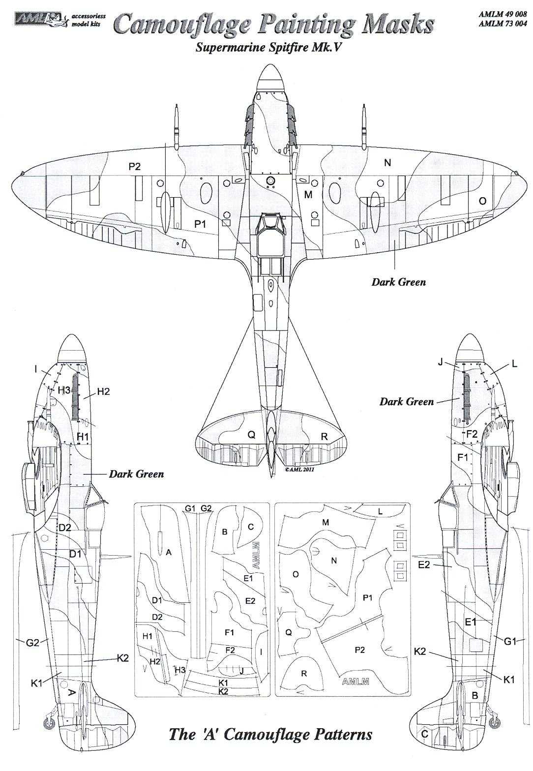 AML Models 1/48 CAMOUFLAGE PAINT MASKS SUPERMARINE SPITFIRE Mk.Vb A ...