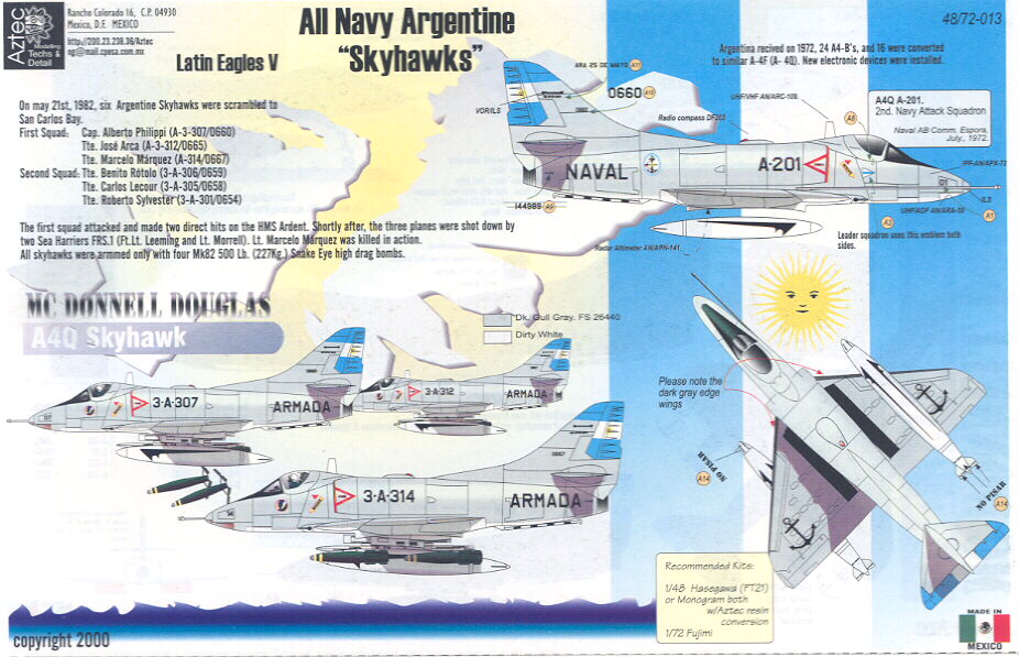 Aztec Decals 1 48 Latin Eagles 5 Argentine A 4 Skyhawk