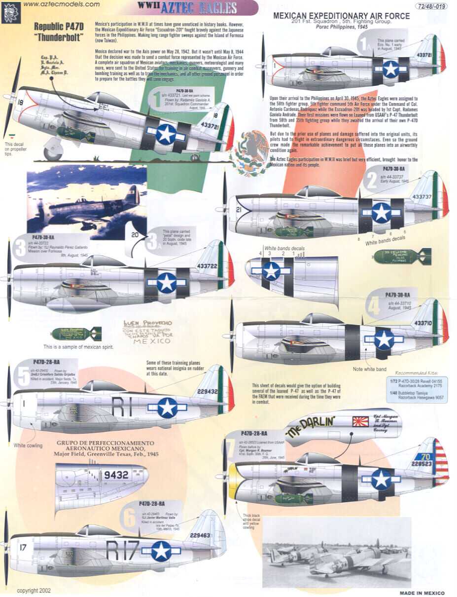 Aztec Decals 1/48 WWII AZTEC EAGLES Mexican P-47 Thunderbolt | eBay