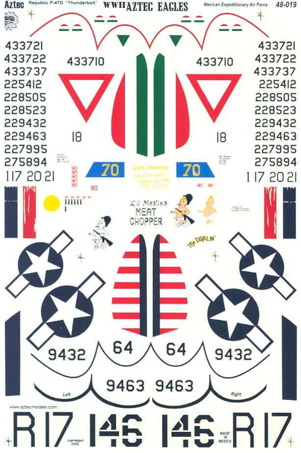 Aztec Decals 1/48 WWII AZTEC EAGLES Mexican P 47 *MINT*  