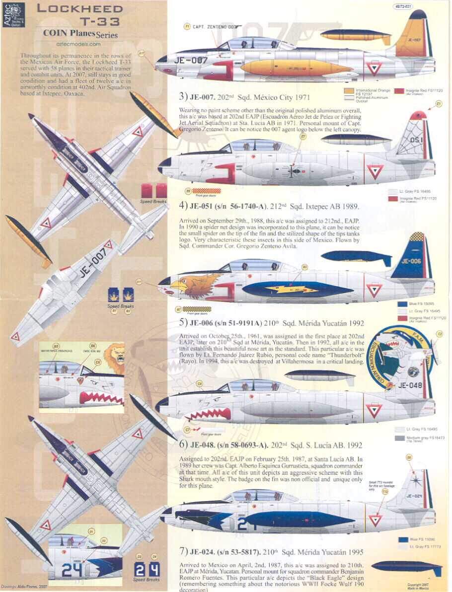 Aztec Decals 1 72 Lockheed T 33 Mexican Air Force 45 Years