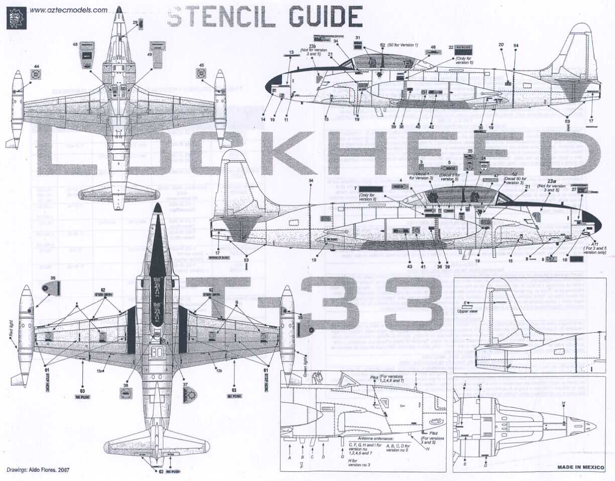 Aztec Decals 1 72 Lockheed T 33 Mexican Air Force 45 Years