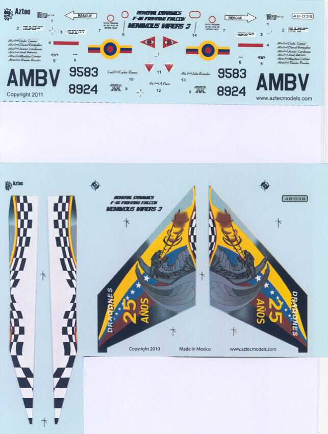 Aztec Decals 1 48 Venomous Viper F 16 Falcon Venezuelan AF