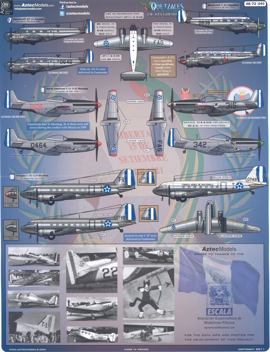 Aztec Decals 1/72 QUETZALES OLD WARRIORS GUATAMALAN AIR FORCE 1921 