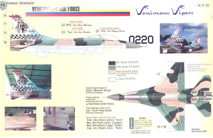 aztec decals 1 72 venezuelan air force f 16 vipers picture