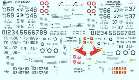 Aztec Decals 1/72 VENOMOUS VIPERS 2 F 16 FALCON  