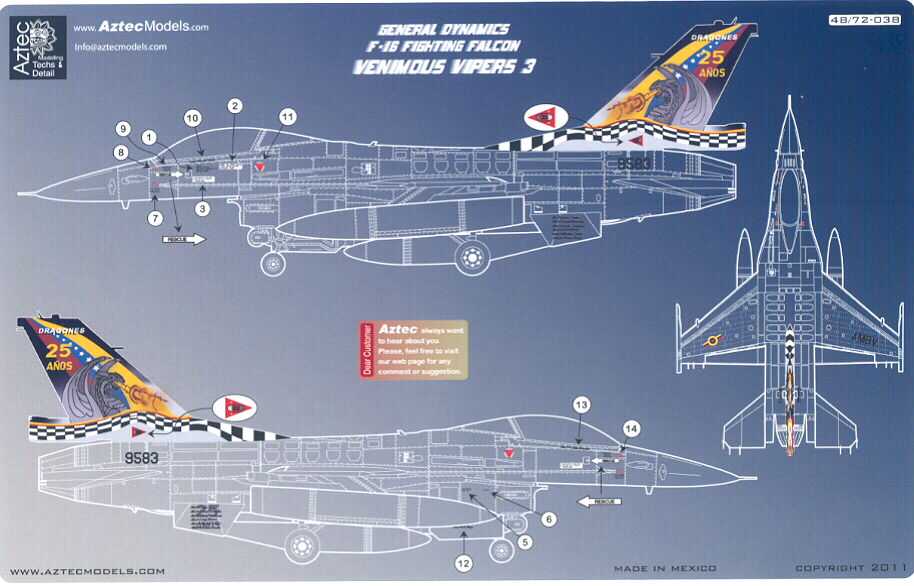 Aztec Decals 1/72 VENOMOUS VIPER F 16 FALCON Venezuelan AF