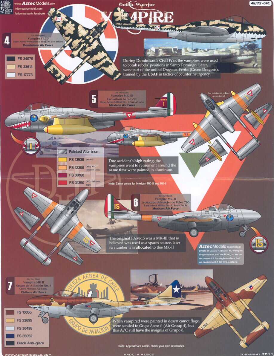 Aztec Decals 1/72 DeHAVILLAND VAMPIRE GOTHIC WARRIORS  