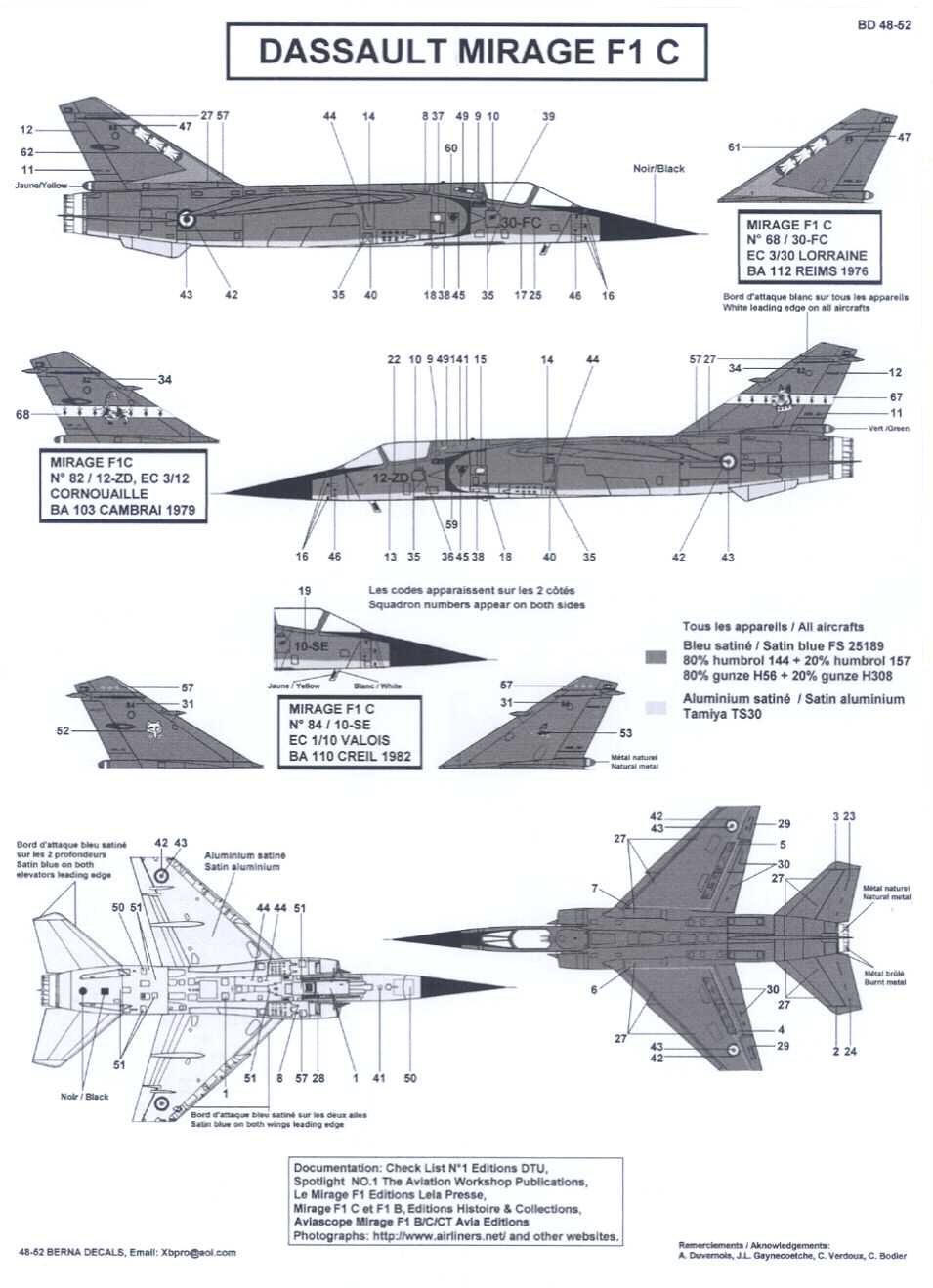 Berna Decals 1/48 DASSAULT MIRAGE F1 French Fighter Part 3 | eBay