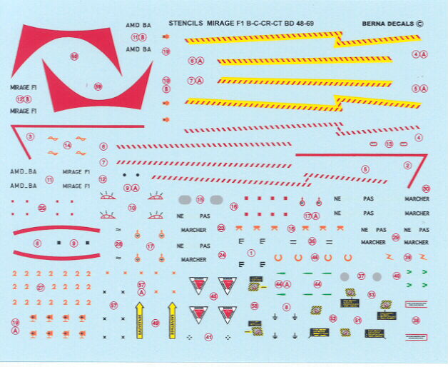 Berna Decals 1/48 DASSAULT MIRAGE F1 Fighter STENCILS AND MARKINGS | eBay