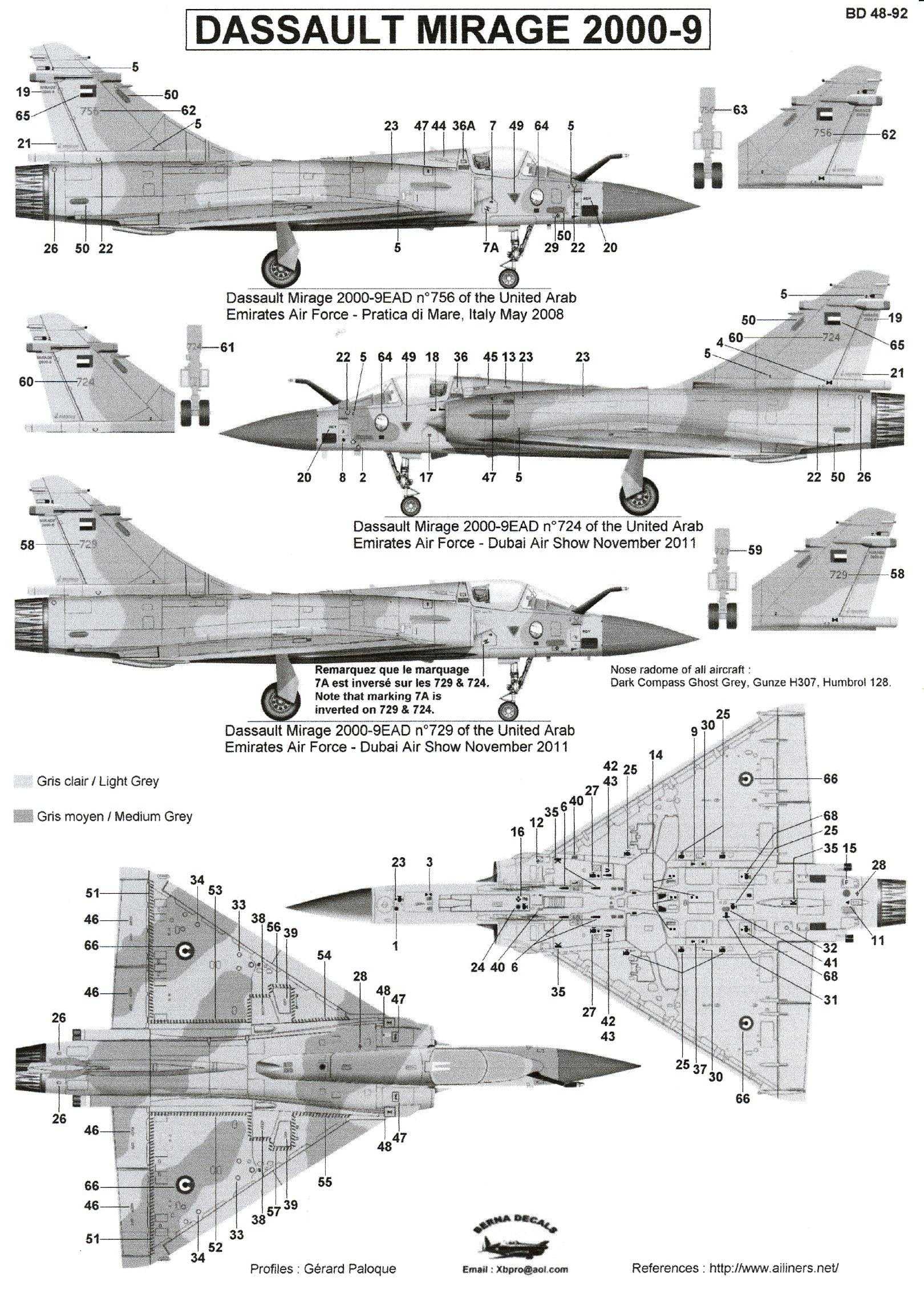 Berna Decals 1 48 Dassault Mirage 2000-9 French Fighter Toys & Hobbies 